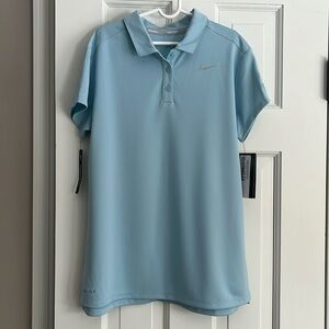 Nike Golf Polo Girls XL Light Blue with Silver Swoosh and Crystal Creek Logo